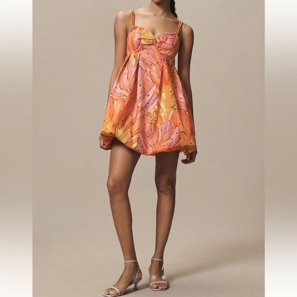 FARM Rio Sleeveless V  Neck Bubble-Hem Mini Dress - Picture 1 of 4